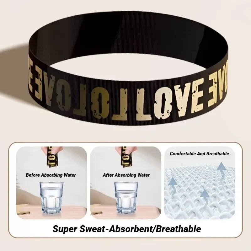 Faixa de cabelo preta com escrita dourada love da D Sports ideal para treino com bola de reflexo para MMA