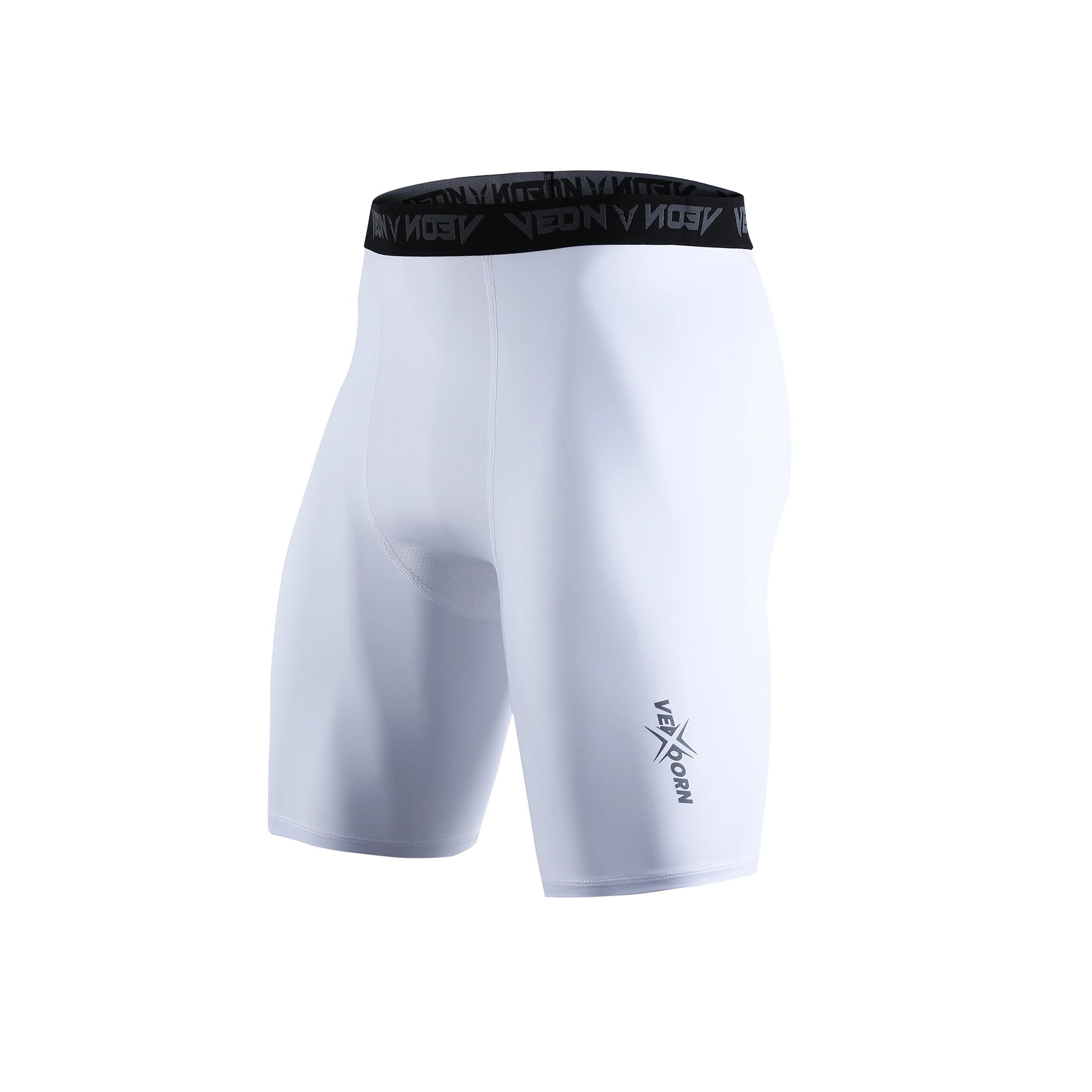 Calça de compressão masculina para treino branca da D.Sports com cós preto e logo na perna